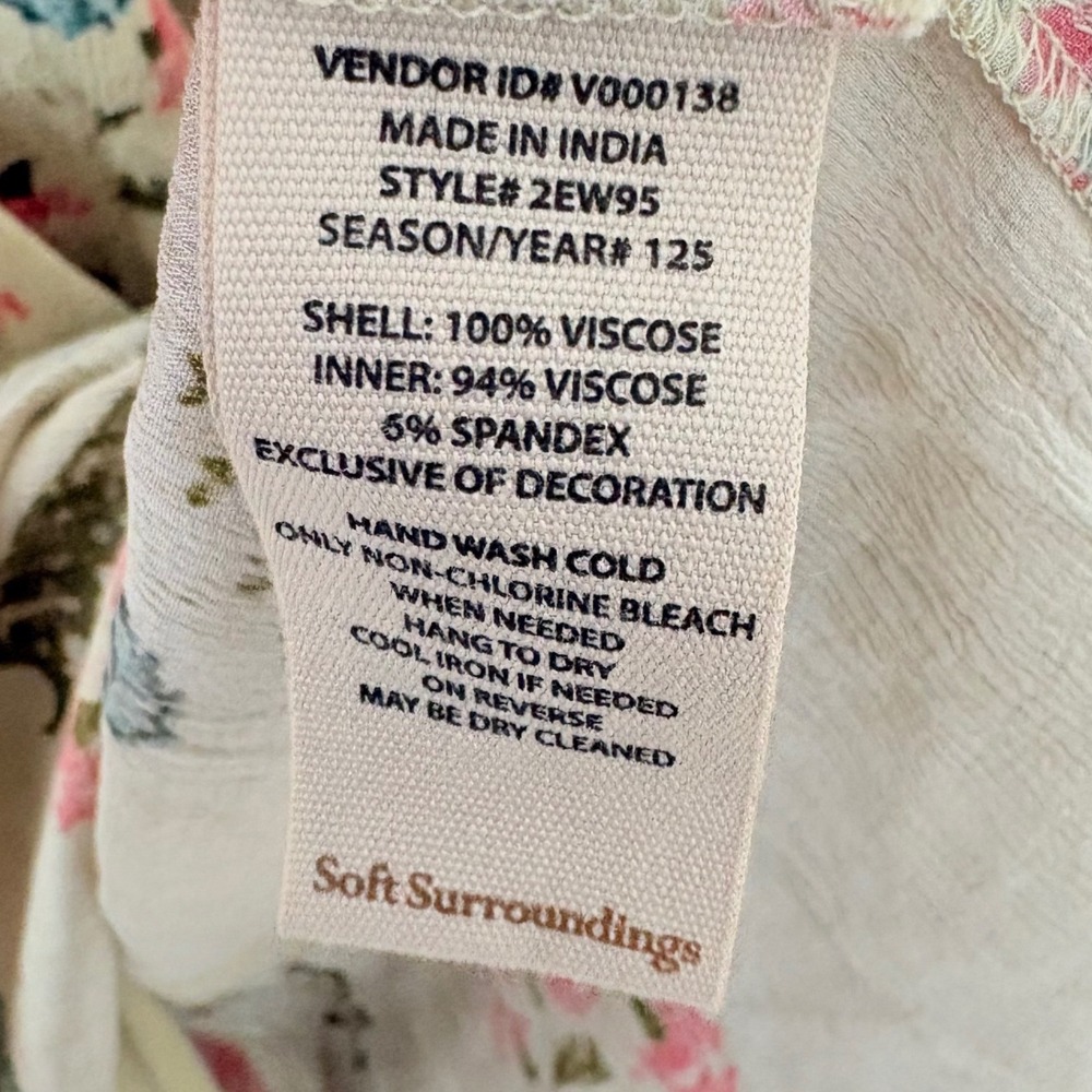 Soft Surroundings Tunic Top Womens 2X Yellow Floral Embroidered Boho Chiffon - Picture 8 of 13